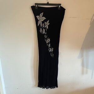 ⭐️Elegant Black Maxi Skirt with Silver Details